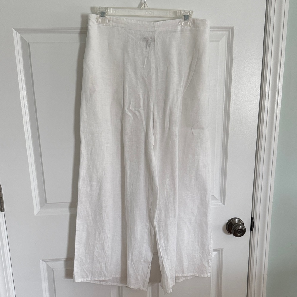 Flax Linen White Wide Leg Pants
